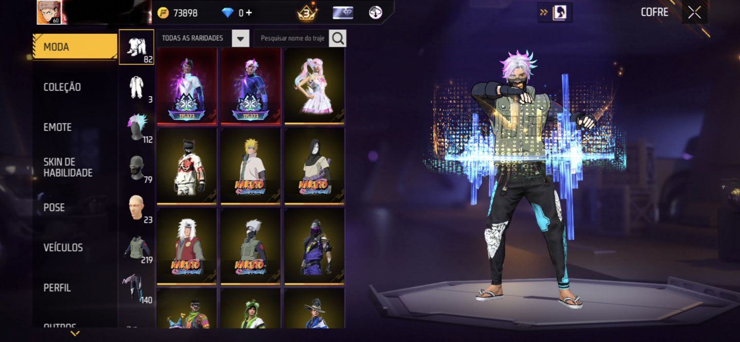 CONTA FREE FIRE LV60 CALÇAS ANGELICAIS E MAIS