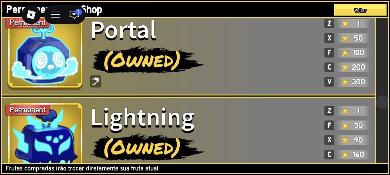 Conta blox fruit com dragão permanente magnet portal e Lightning