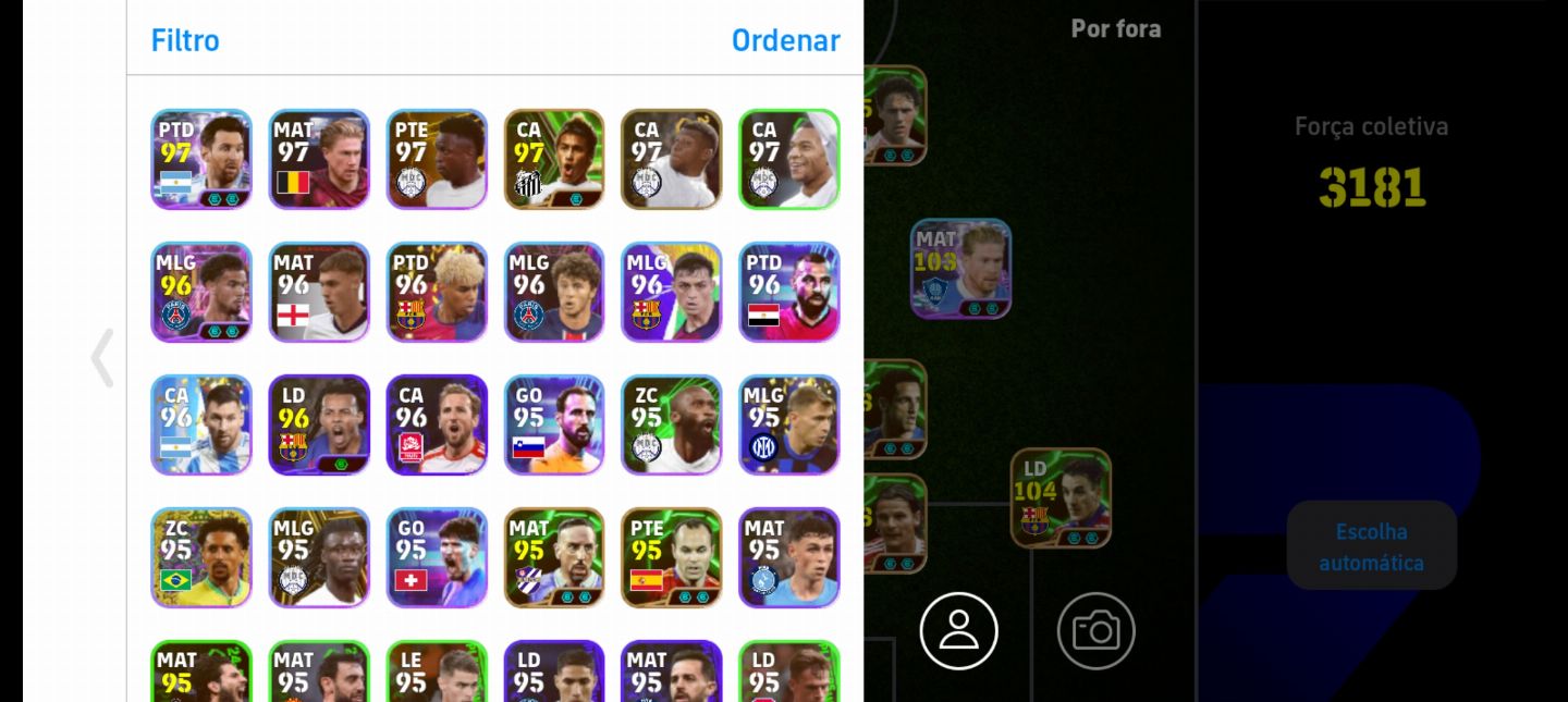 Conta de efootball com 3181 de força total