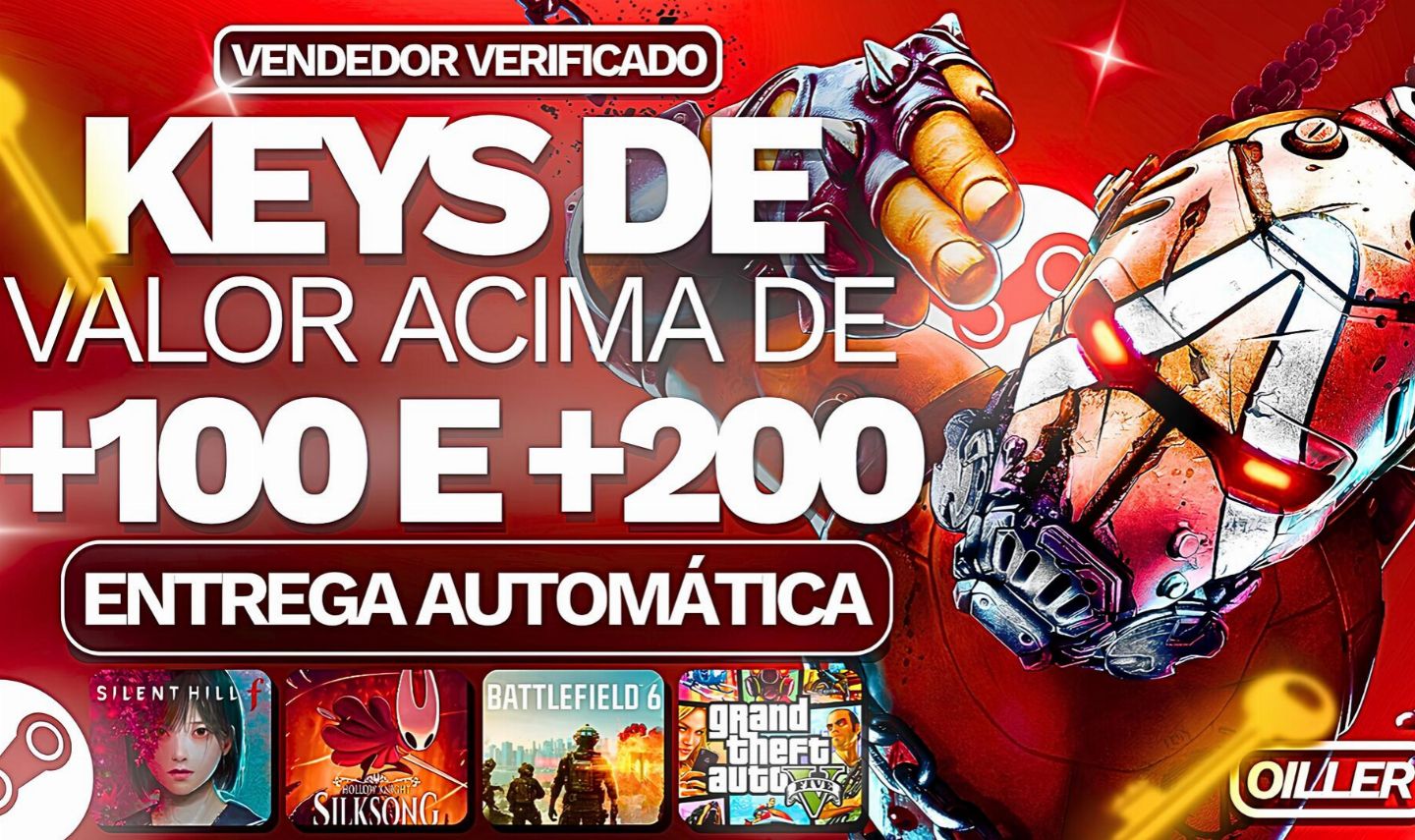 Keys Steam de jogos acima de R$200,00 e R$100,00 + Brinde (Entrega Automatica!!)