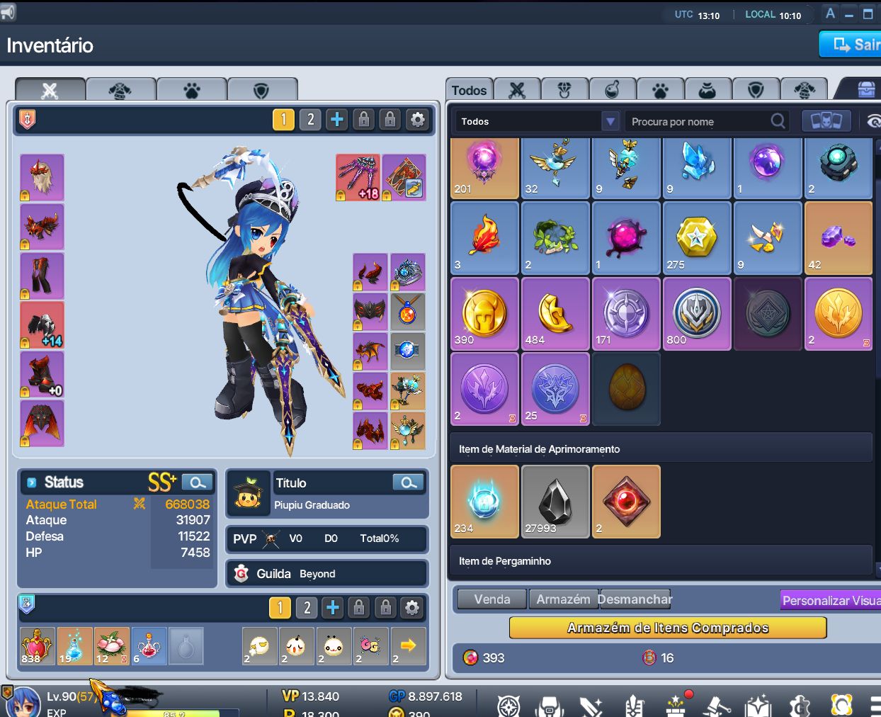 Conta de Grand Chase Mari 650 k + 6 nivel 90 5 Despertados 13840 vp 4 Pets