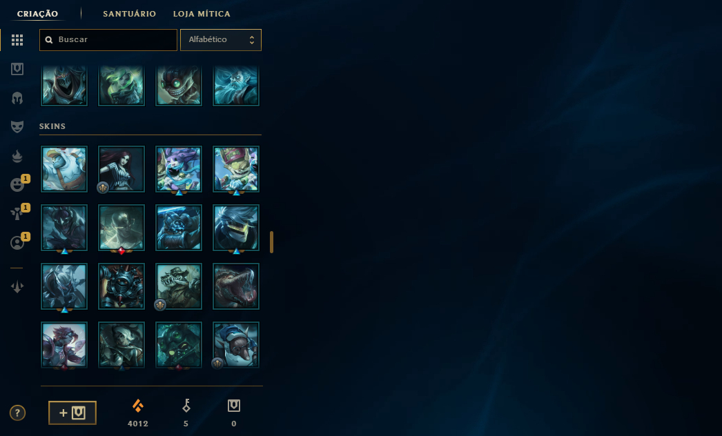 CONTA LOL - DIAMANTE IV +500 SKINS +300 ESSENCIAS MÍTICAS E TODOS OS CHAMPS