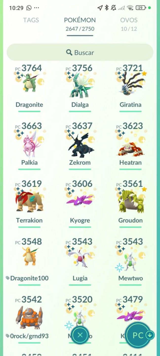 CONTA POKÉMON GO RARA LVL 70 | 1355 SHINY | 2647 POKÉMON | 275 EVENTOS