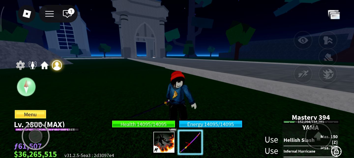 Blox Fruits LVL MAX 2800 | YAMA + SABER | 36M BELI | 61K FRAGS| ITENS RAROS B001