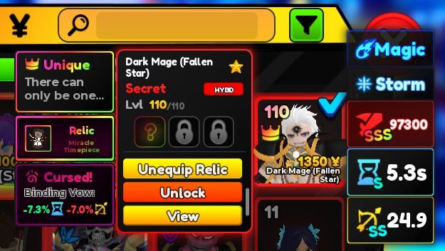 Shiny Dark Mage (Fallen Star) - EVO - SSS-S-SS - Unique [Anime Adventures]