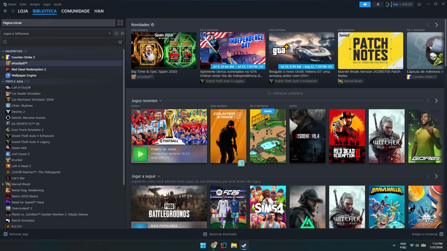 CONTA STEAM COM JOGOS E TIME EFOOTBALL