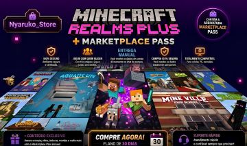 Servidor Realms Plus + MarketPlace Pass de Minecraft Bedrock 30 dias