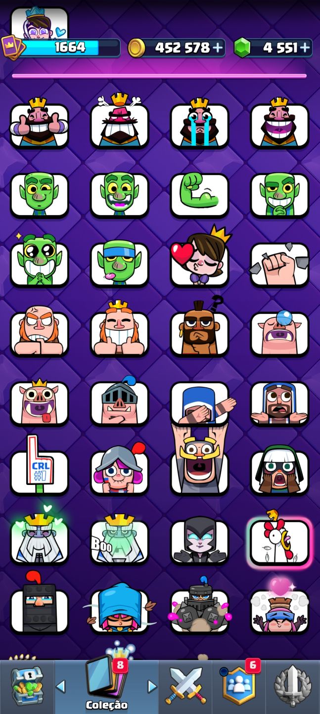 Conta Clash Royale de 9 anos com emblemas e emojis raros