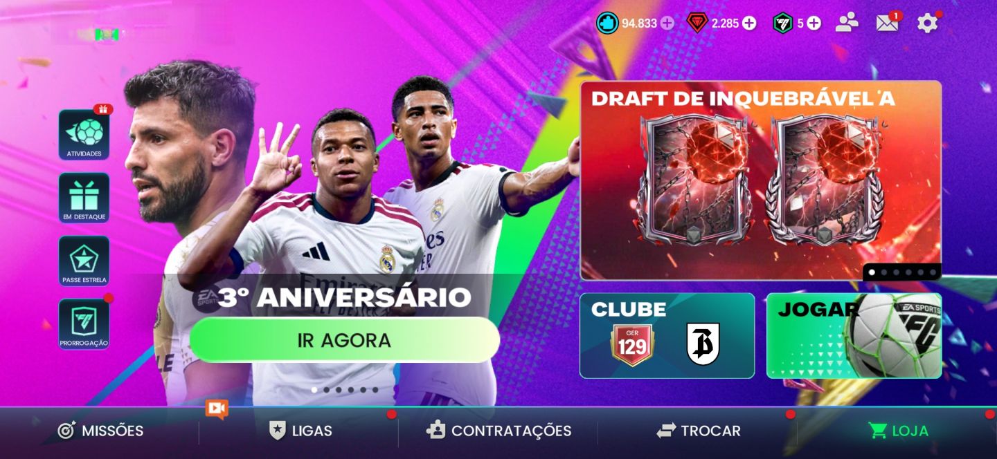 CONTA FC MOBILE MUITO BOA!!!! GER 129 E 94K DE FRAGMENTOS