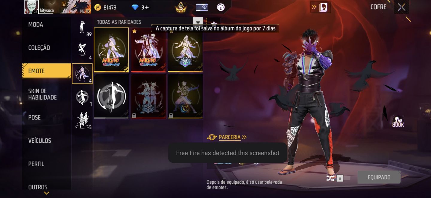 Conta level 78 com bastante skins