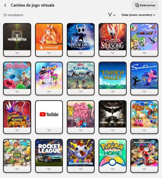 Conta nintendo com 3 exclusivos e outros jogos