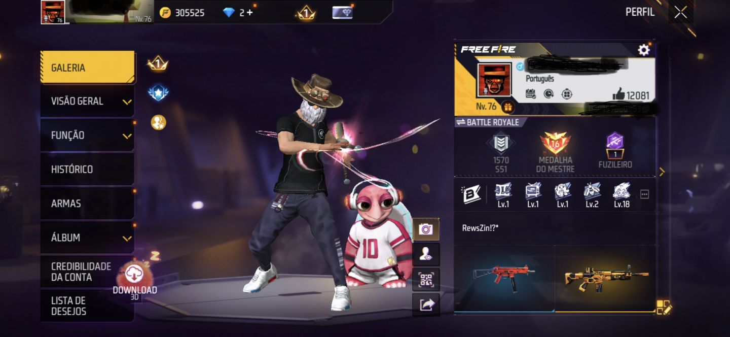 Conta gemada e antiga free fire