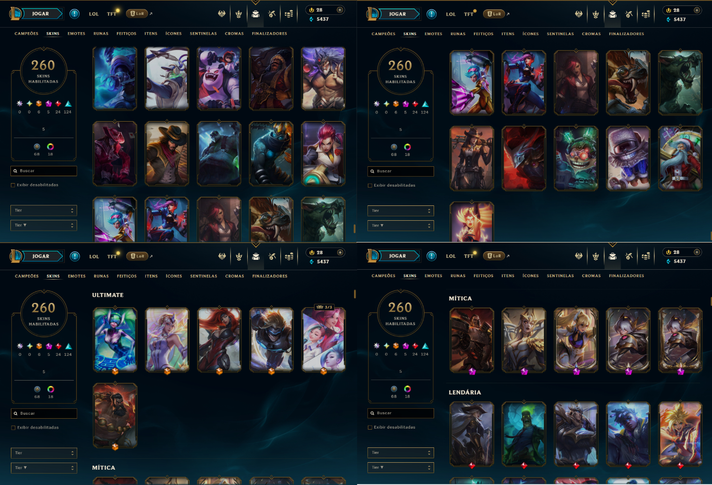 6 SKINS ULTIMATE | NIVEL 309 | GOLD III | 6 SKINS ULTIMATE | 260 SKINS NO TOTAL