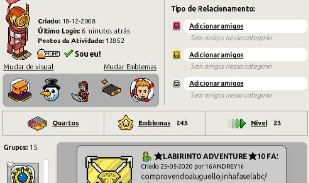 Conta Habbo hotel br 2008 alguns raros visuais