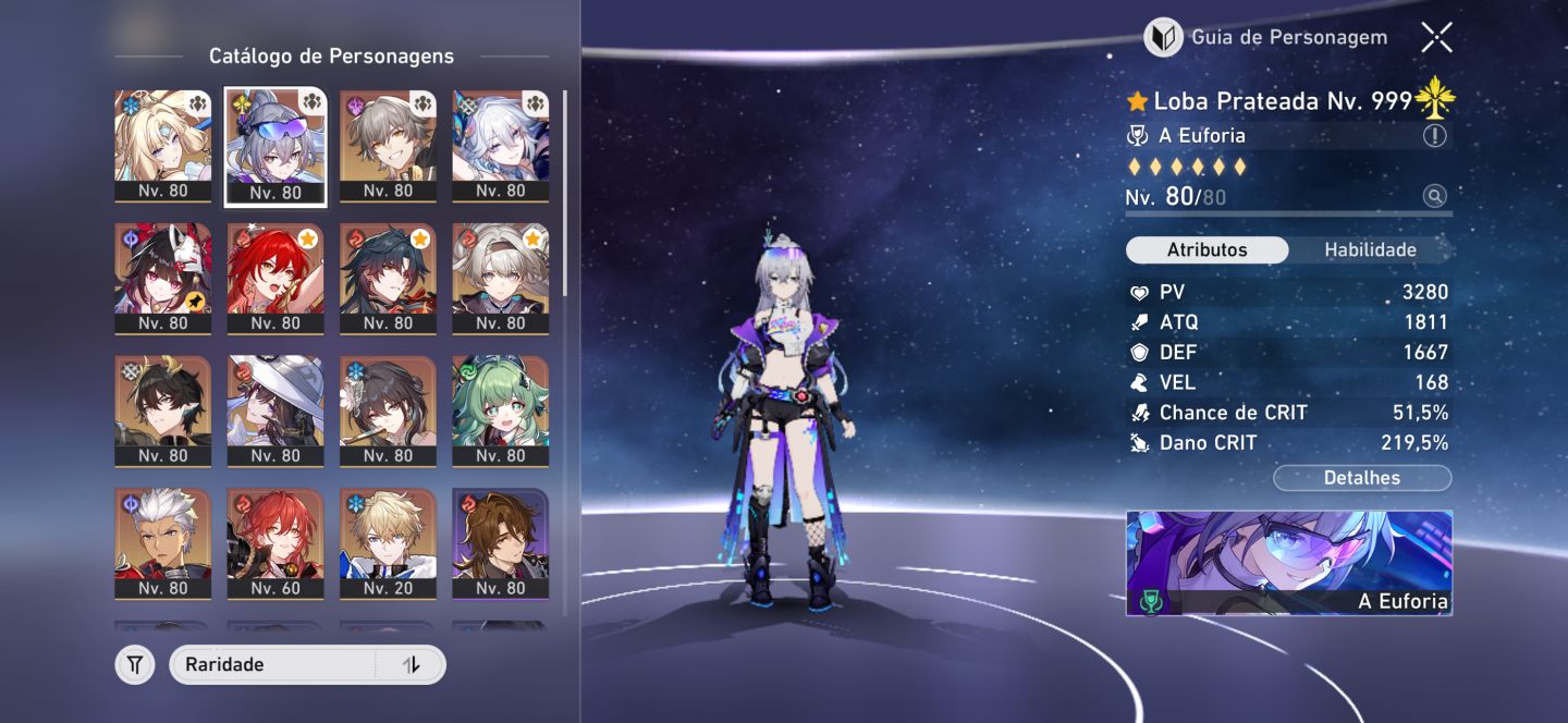 Conta no HSR, Silver Wolf 999+cone, Himeko+cone, Blade Mortenax+cone