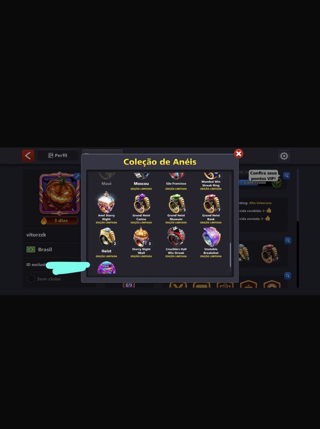 Conta 8 Ball Pool com 110 milhões e todos os lendas