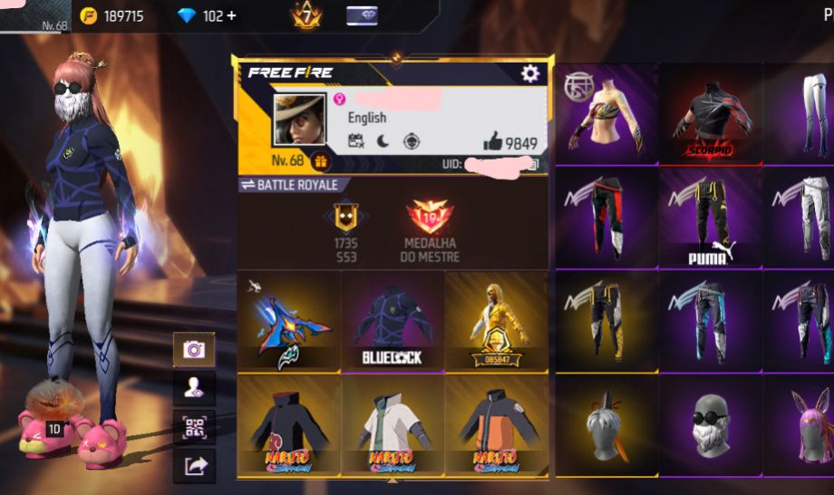 Conta de Free Fire gemada unissex