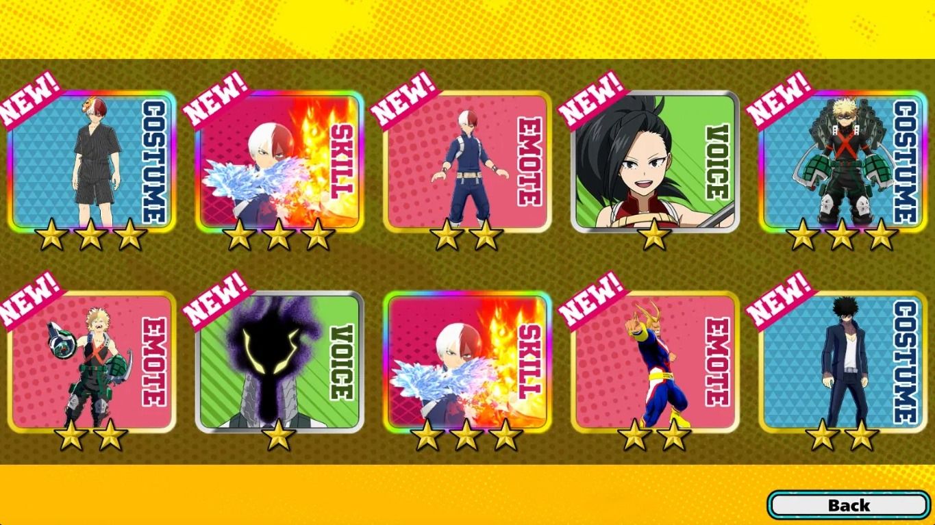 My Hero Ultra Rumble - Steam - Opçoes com Personagem/Estilo Alternativo/Skins