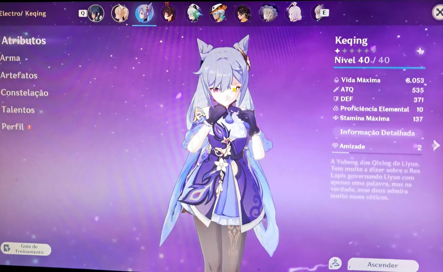 CONTA GENSHIN AR27 | KEQING C1 | GARANTIDO NO BANNER LIMITADO