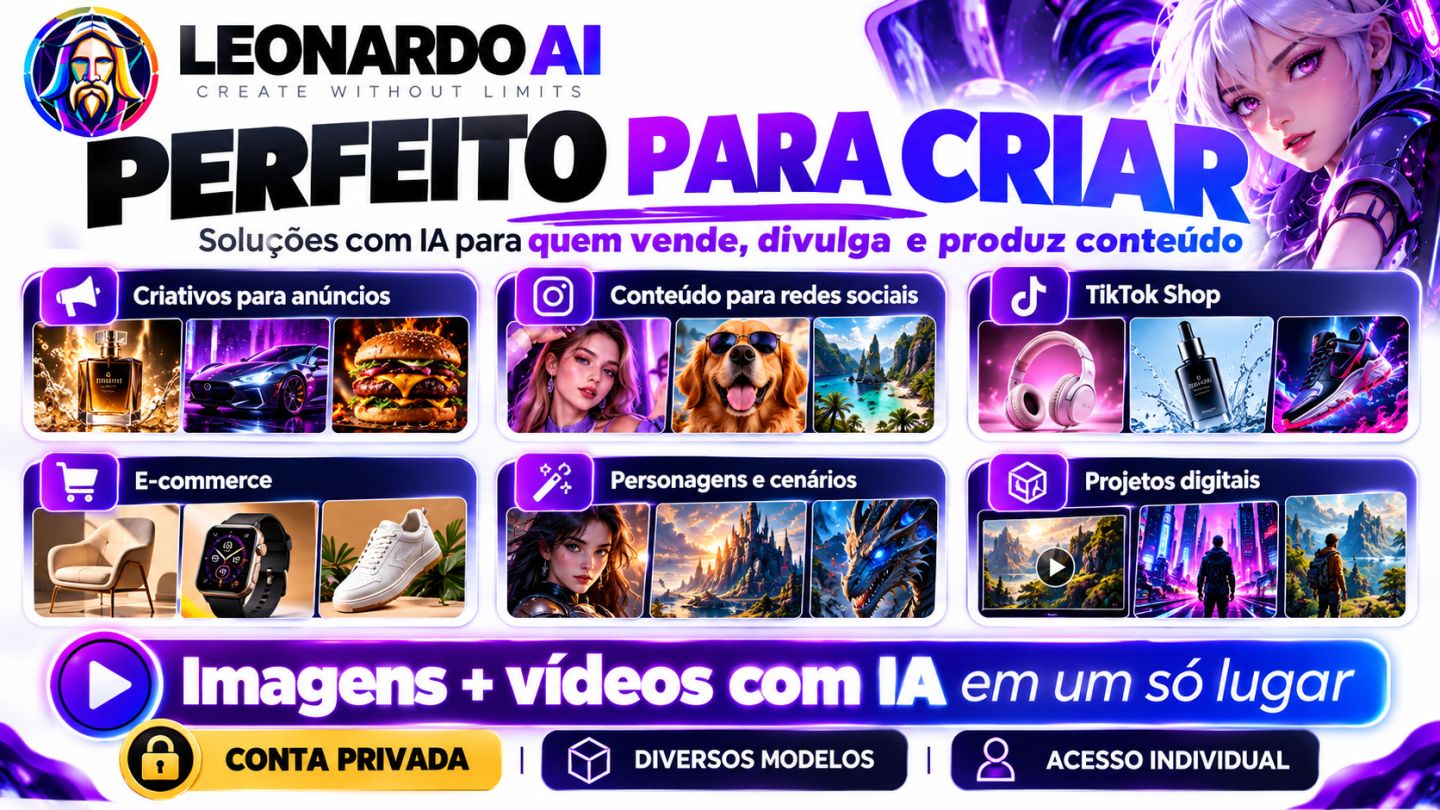 Leonardo AI Premium | Seedance 2.5 + Kling 3.0 + Veo 3.1 | Conta Privada