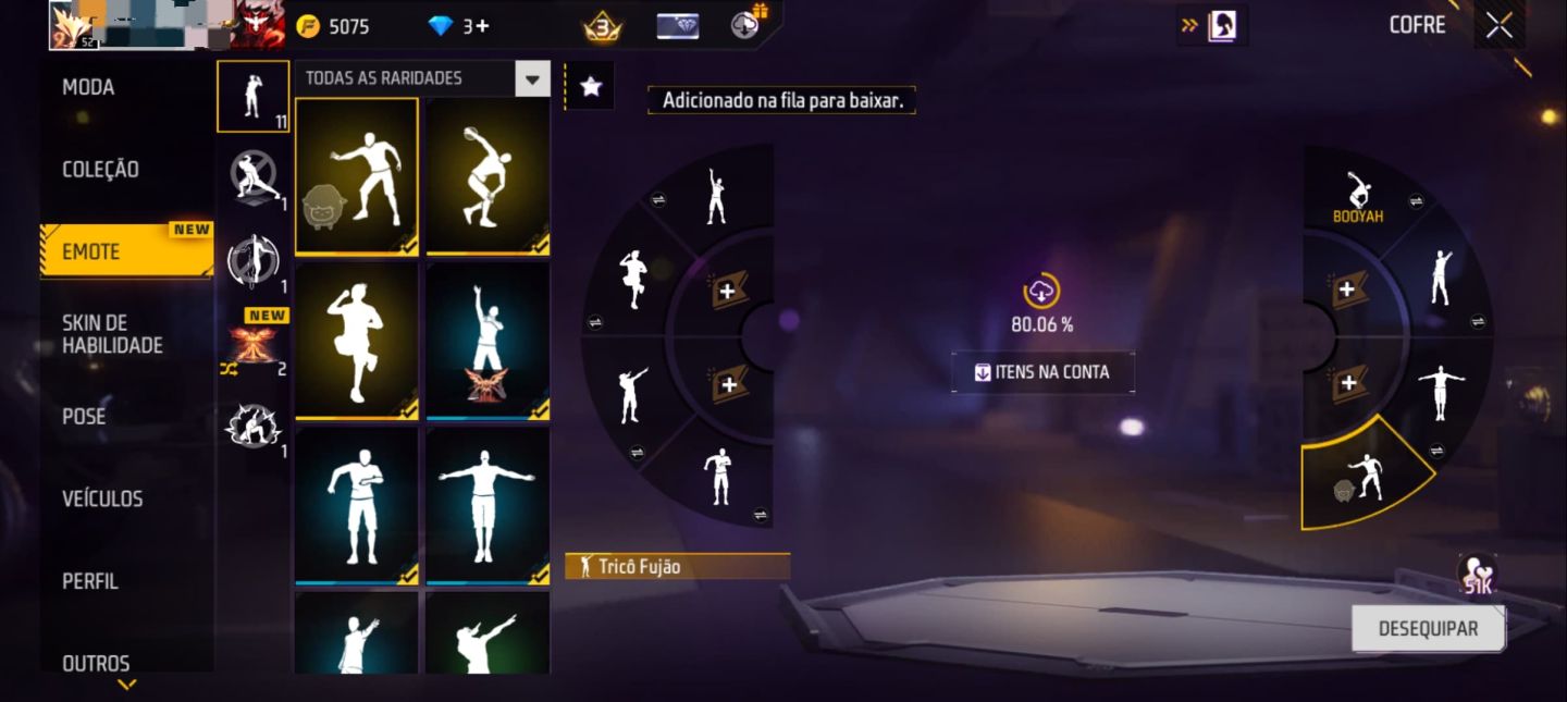 CONTA FREE FIRE NÍVEL 52, MUITO COMPLETA!