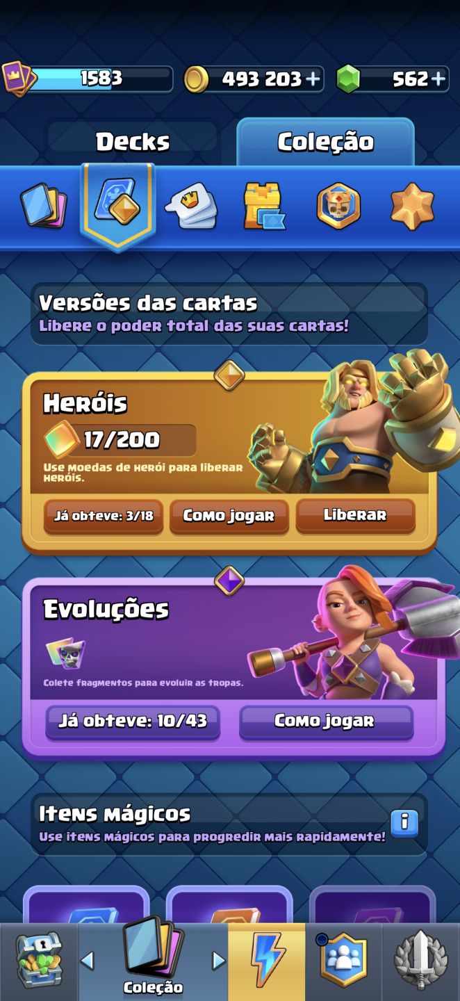 CONTA CLASH ROYALE TOP 10.106 TROFÉUS |CARTAS NÍVEL 15|493K DE OURO + 562 GEMAS