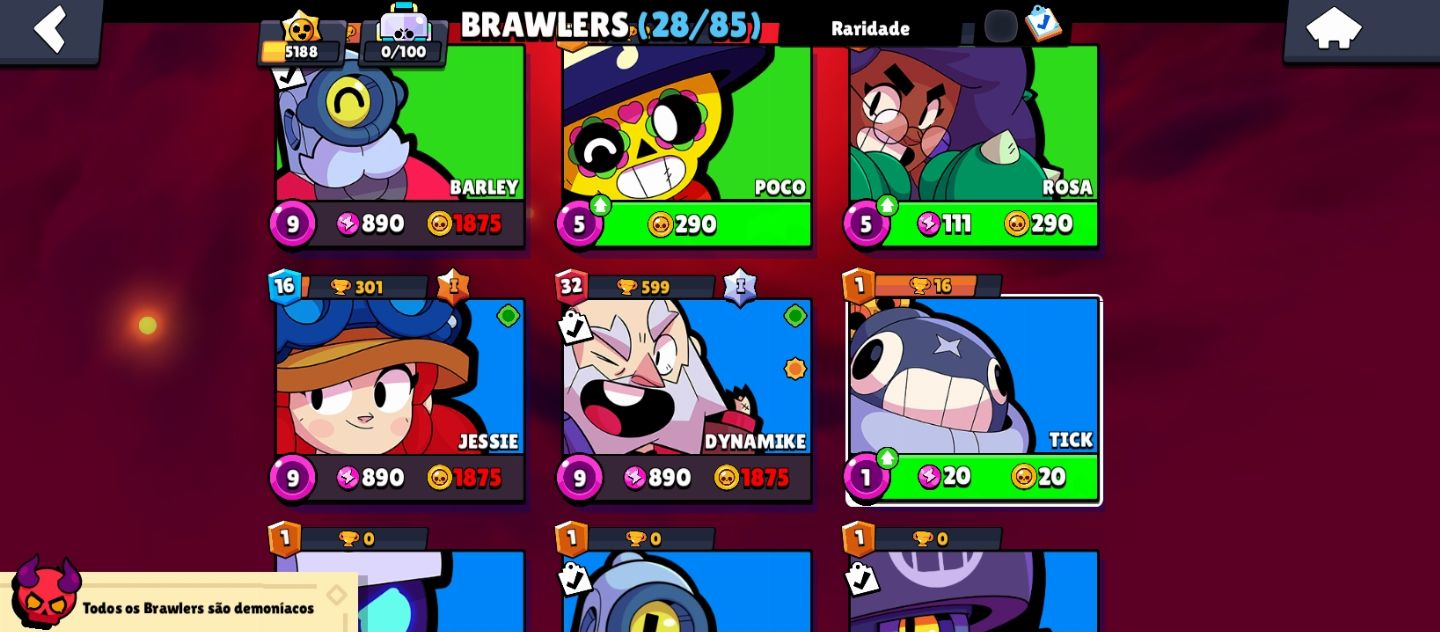 CONTA BRAWL STARS MUITAS SKINS, 5K Troféus 2019