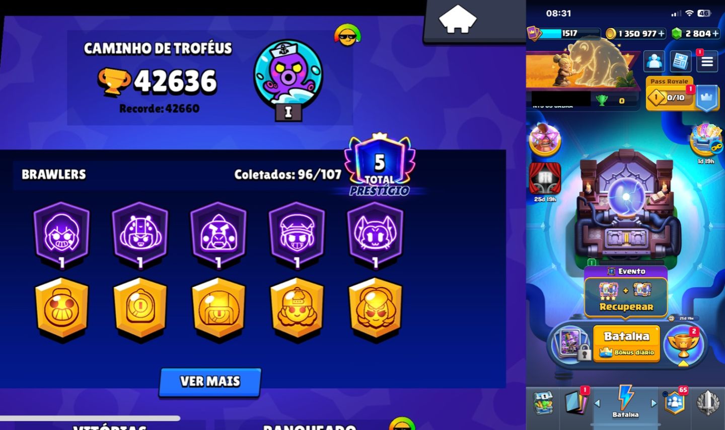 CONTA CLASH ROYALE + BRAWL STARS,2 conta no mesmo supercell ID
