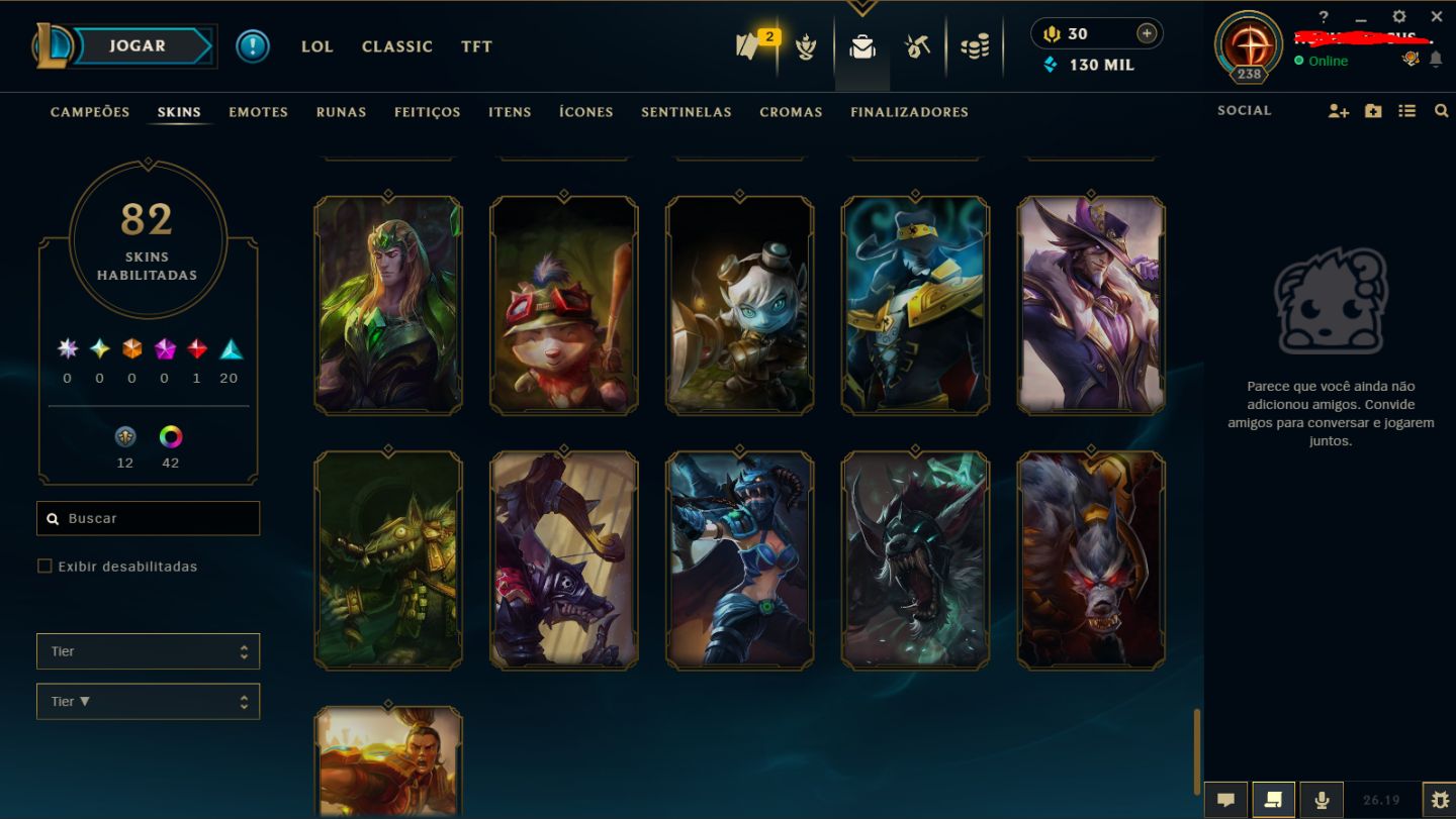 CONTA DIAMANTE // DIVERSAS SKINS // LEVEL 239 (MAIN ACCOUNT)