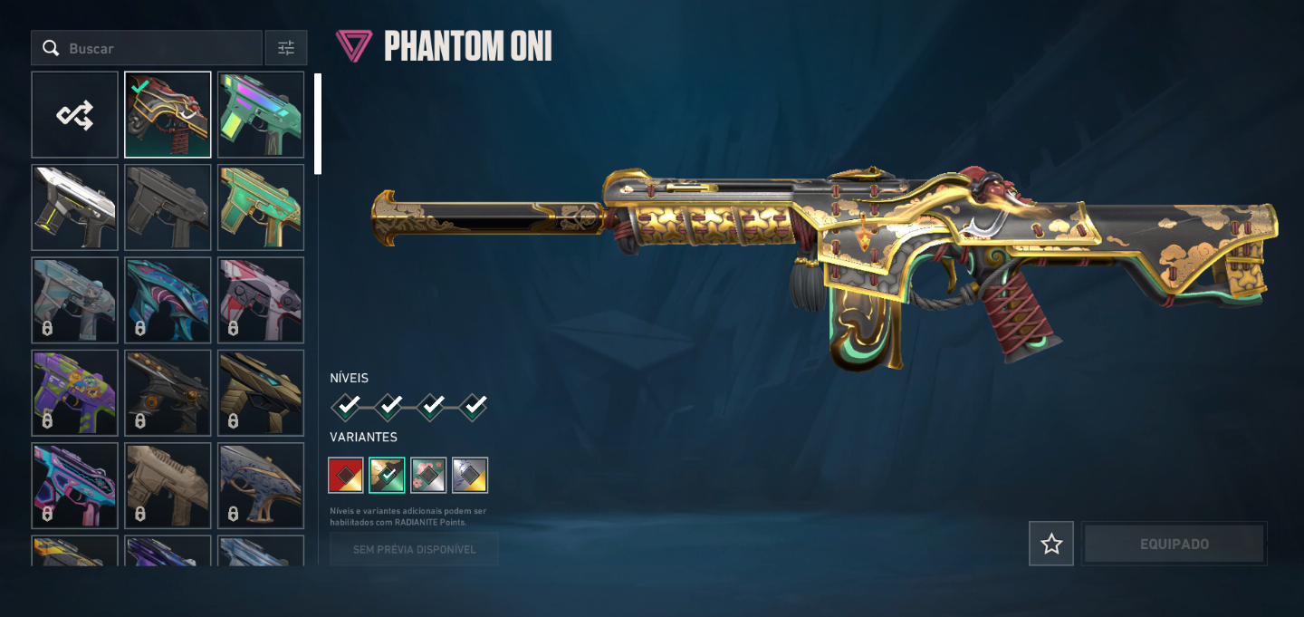 Conta Valorant com skins. Elo já foi platina e diamante.
