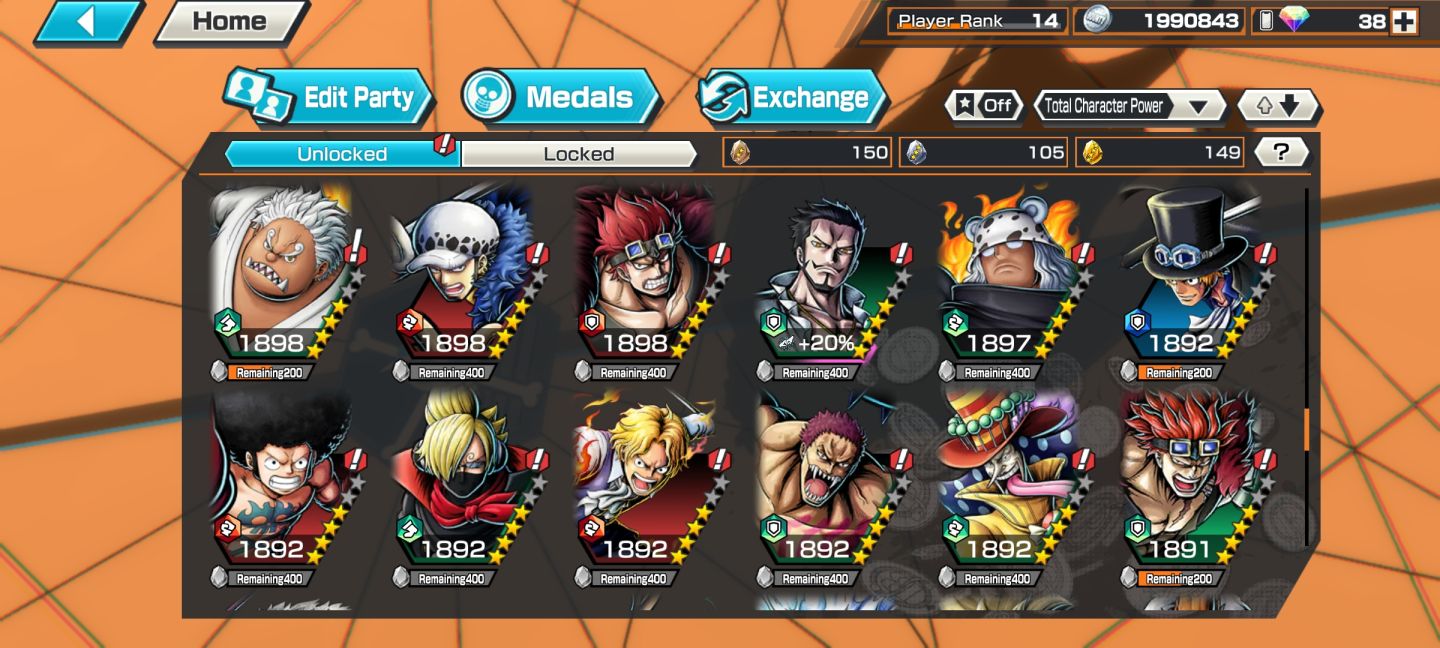 Conta de Bounty rush com barba negra, Aokiji e Rogerio EX