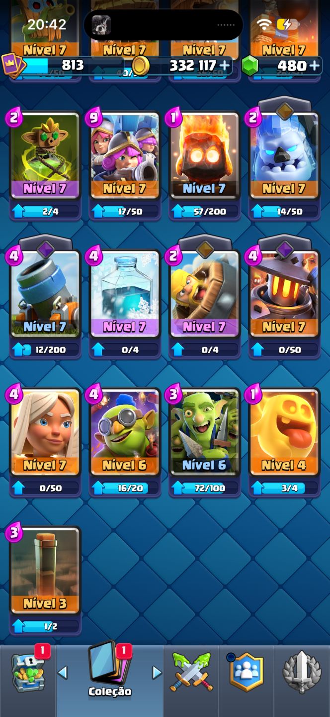 CONTA COMPLETA CLASH ROYALE 332.117 OUROS + 480 GEMAS + 4.537 TROFÉUS