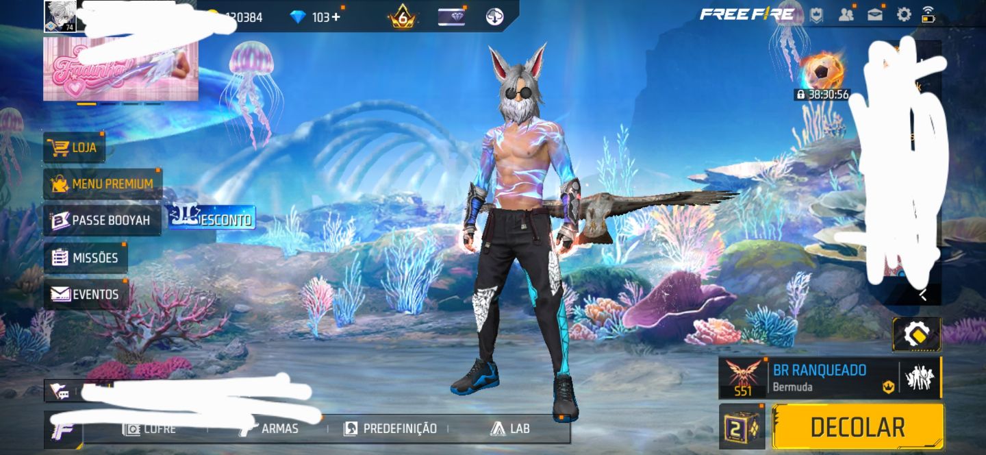 Conta de free fire com Angelical azul, duas evolutiva e punho um soco só Saitama