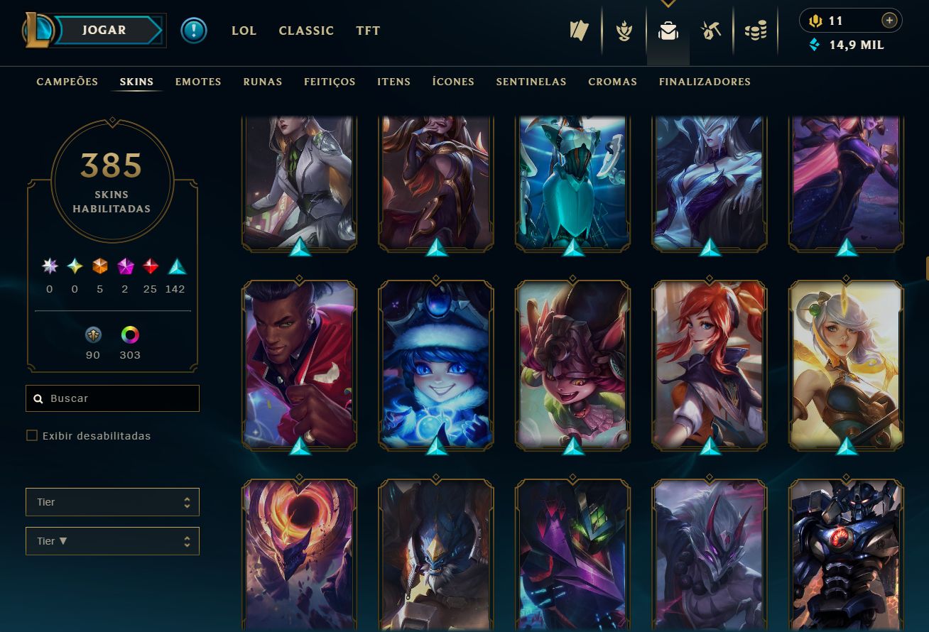 Lvl 498 | 385 Skins | Icones 2012 | Morgana Vitoriosa, Bordas de Skins e Mais..