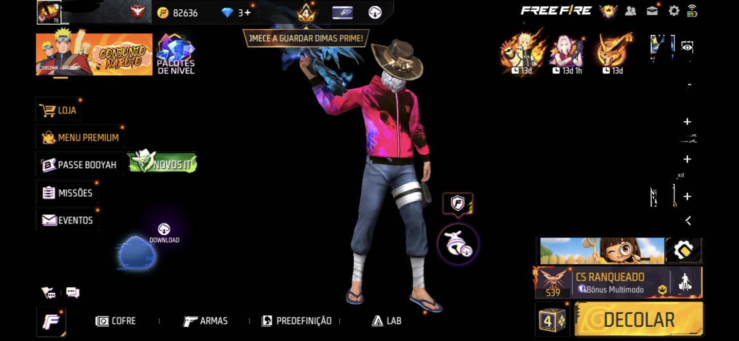 CONTA DE FF GEMADA PASSE STEAMPUNK + FREE FIRE + MESTRE TEMPORADA 8 + PUNHOS