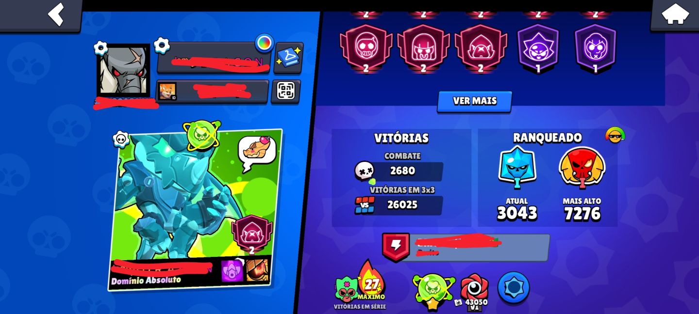 COMBO SUPERCELL DE ELITE BRAWL STARS (110K) + CLASH ROYALE (6ANOS)
