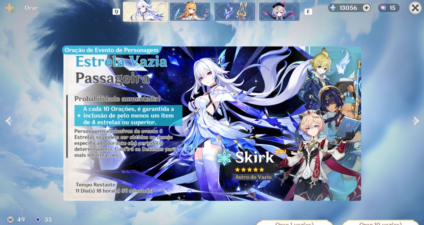Conta Genshin Ar 57 com 14 Persongens 5 Estrelas Muito Conteúdo 105 Giros