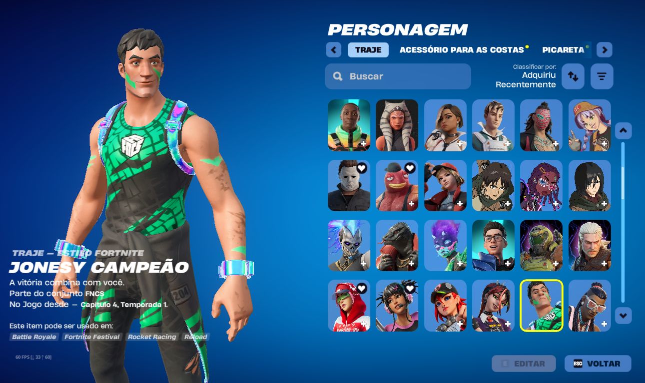 (Preço negociável) Conta 145 skins + 1k Vbucks, 100% segura!!! Fortnite