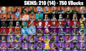 210 Skins - Emma Frost, Doom Slayer, Solid Snake, Geralt Of Rivia, 750 vbucks