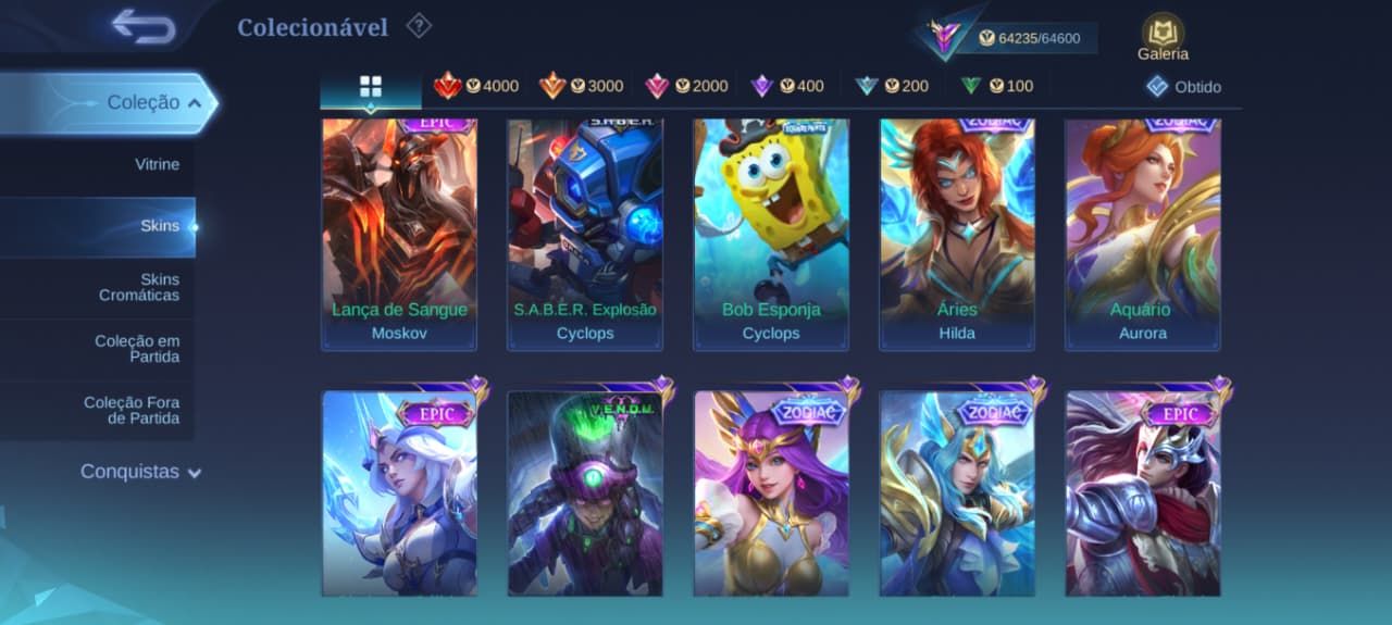 CONTA MLBB | GRANGER M7 PRIME | EUDORA LUCKYBOX | 7 ZODIAC | 253 SKINS.