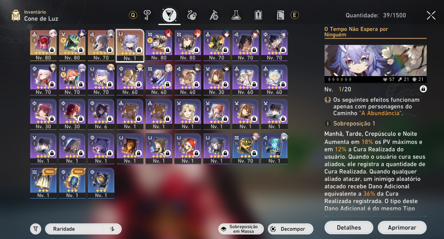 GENSHIN AR 57 COM MAVUIKA E MAIS 13 T5 + STAR RAIL ND 66 COM 11 T5 + ARMAS T5