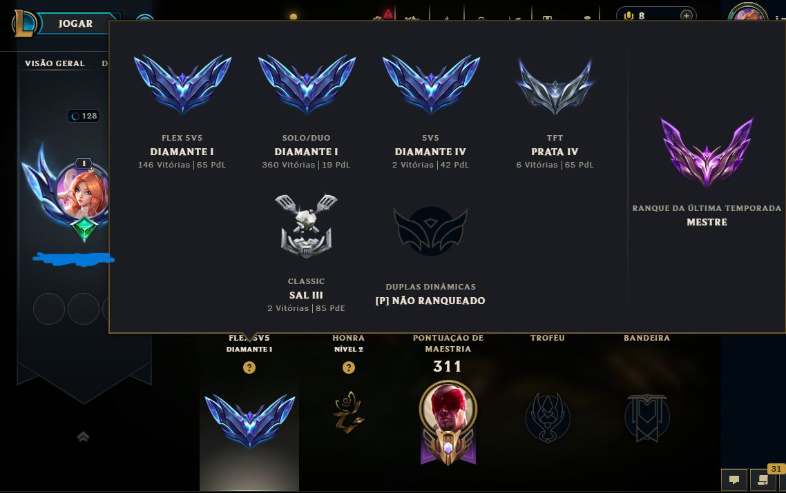Contas com diversos elos para smurfar ou ser sua MAIN !