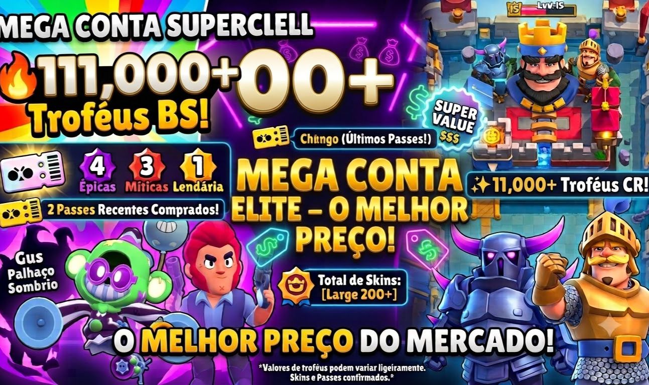 COMBO SUPERCELL DE ELITE BRAWL STARS (110K) + CLASH ROYALE (6ANOS)