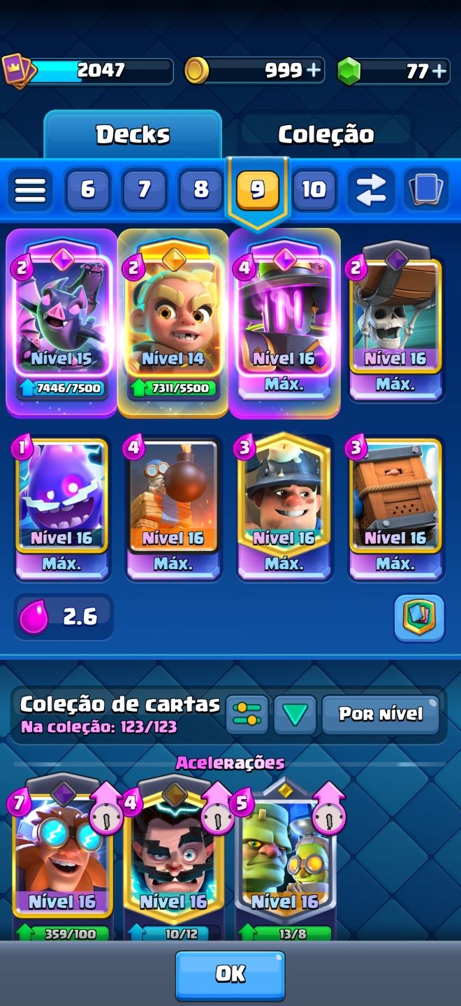 Conta clash royale nível global