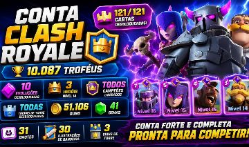 Conta Clash Royale 10k trofeu|Todas as Cartas |10 Evoluções | Mega Cavaleiro 16