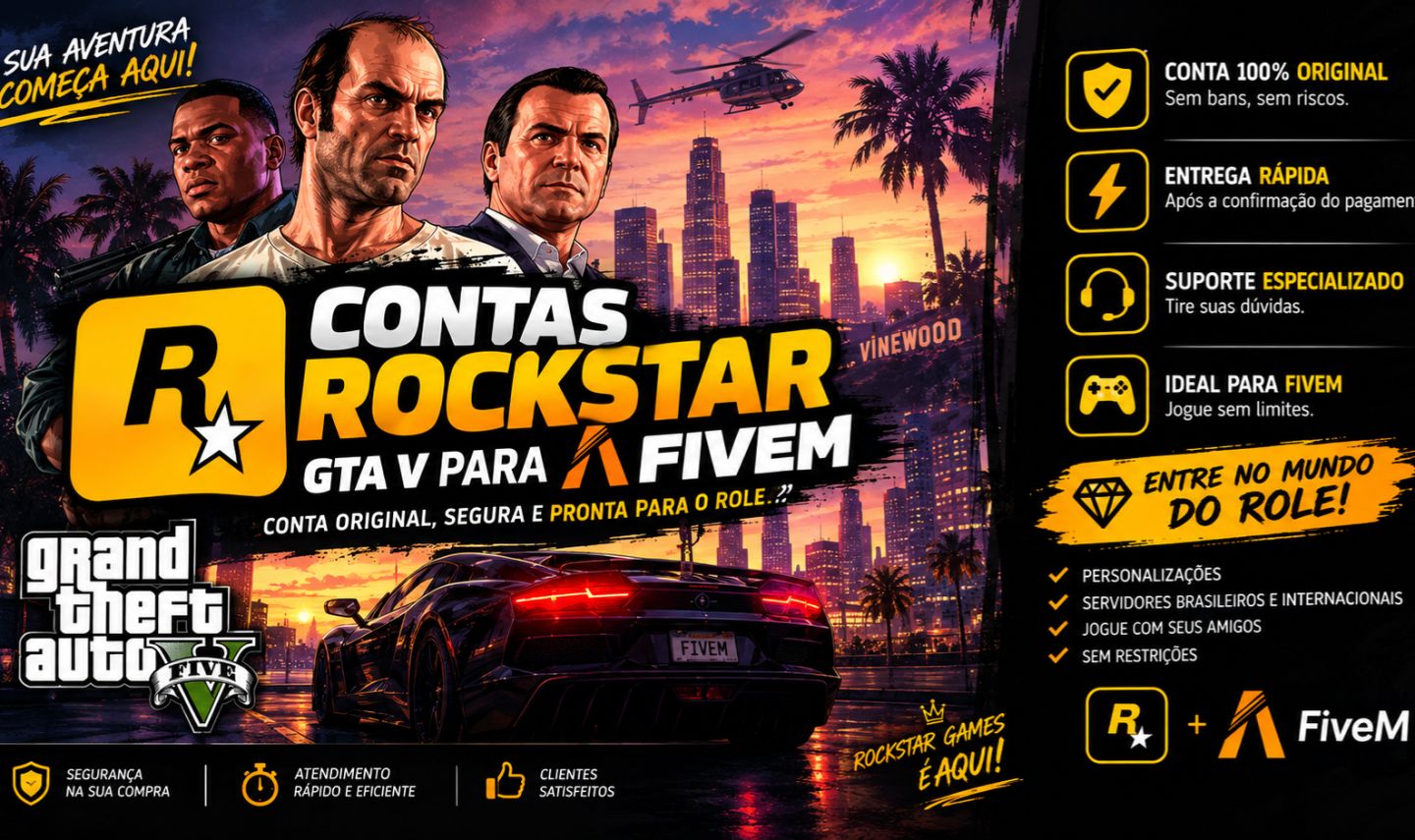 CONTAS ROCKSTAR | COM GTA V INSTALÁVEL PARA FIVEM [MAIS BARATO DA GGMAX]
