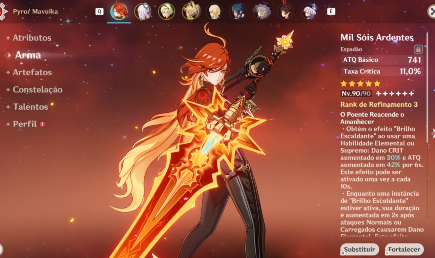 Conta com Mavuika c2r3 e Citlali c0r1 + 4 estrelas - Genshin Impact