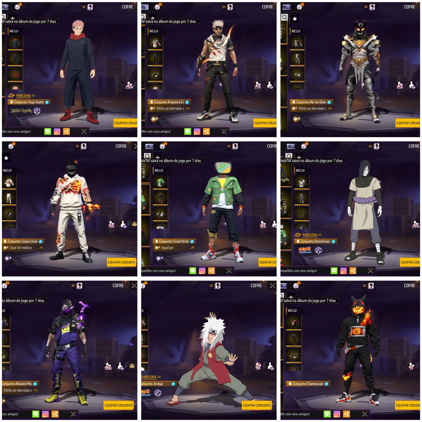 CONTA DE FREE FIRE GEMADA VETERANA UNISSEX FULL ACESSO QUASE 600 PEITORAIS