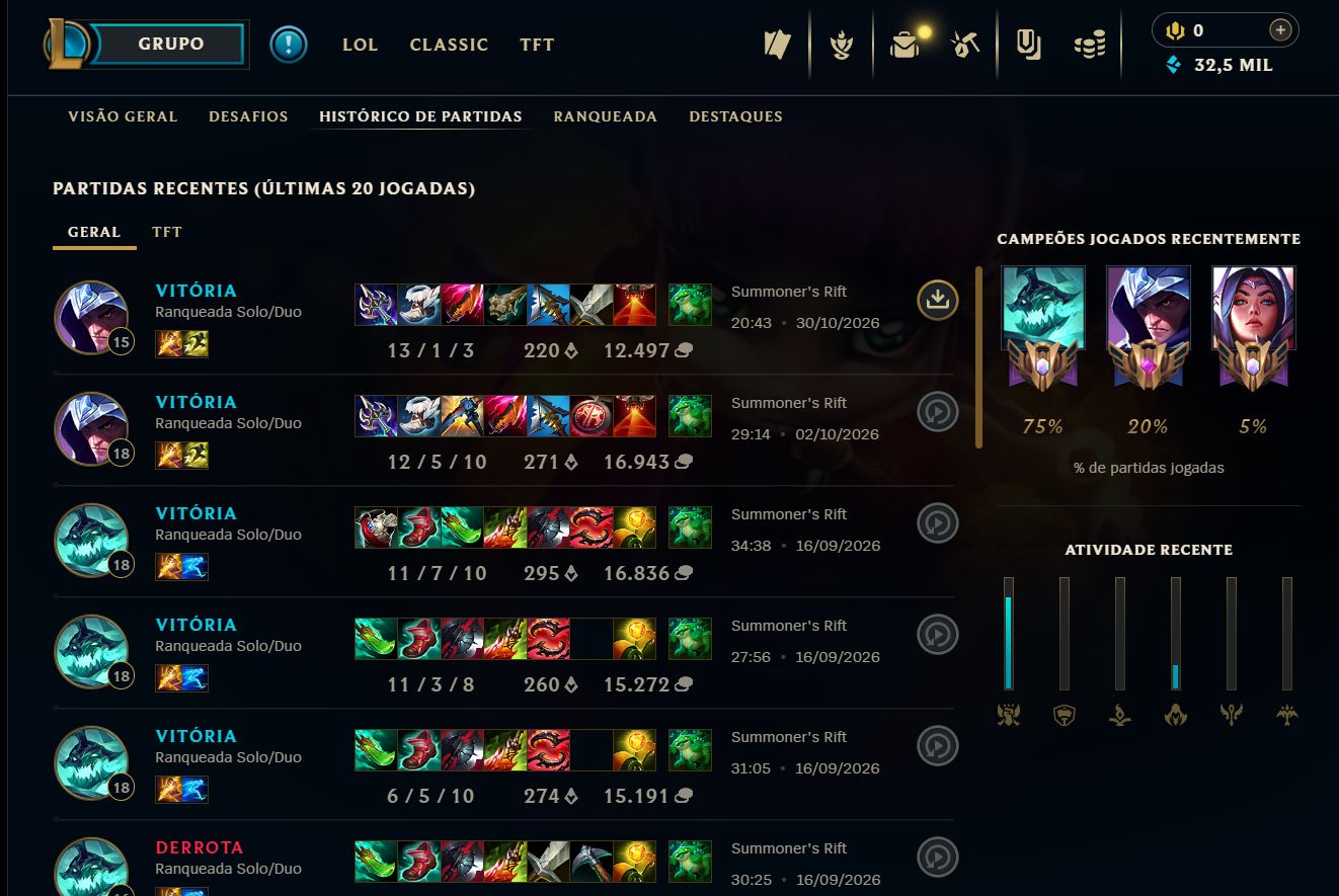 CONTA LEAGUE OF LEGENDS MESTRE | LVL 52 | FULL ACESSO