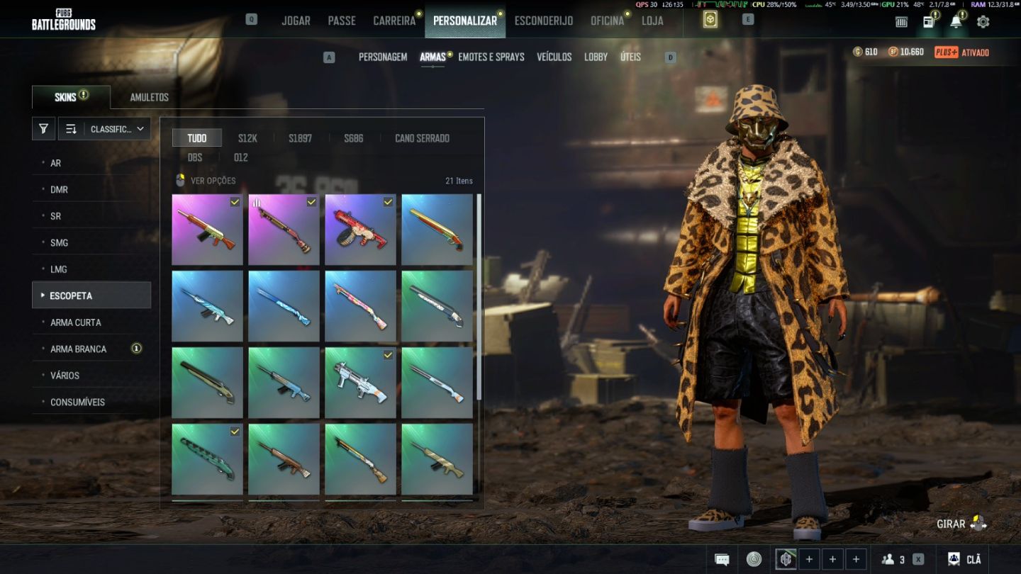 PUBG | AUG Lv8 | Beryl Medusa Lv6 | ACE Lv2 | Personagem Glasya Lv 2